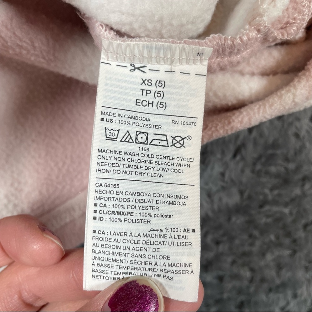 Old Navy Active Girls Fleece Pullover XS (5) Pink Tie Dye Side Knot Outerwear - Picture 4 of 9